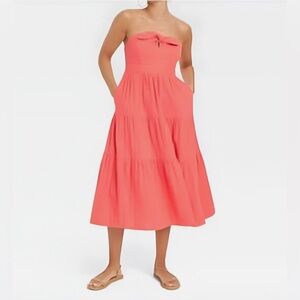Universal Thread Strapless Tiered Maxi Dress - Coral Glee - Size M - 100% Cotton